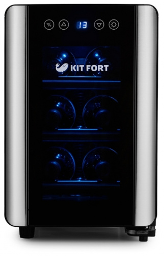 Винный шкаф Kitfort КТ-2401 черный/серебристый (однокамерный) в Липецке
