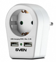 Купить Сетевой фильтр SVEN SF-S1U (16A,1 евро розетка,2 USB) белый, блистер в Липецке