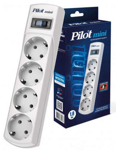 Купить Сетевой фильтр Pilot mini 1.8м (4 розетки) белый (коробка) в Липецке