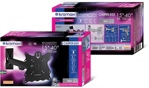 Купить Кронштейн для телевизора Kromax Casper-203 черный 15 -40  макс.30кг настенный поворот и наклон в Липецке фото 3