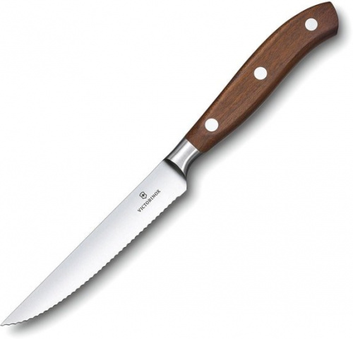 Купить Нож кухонный Victorinox Grand Maitre (7.7200.12WG) кованый для стейка лезв.120мм серрейт. заточка дерево подар.коробка в Липецке фото 3