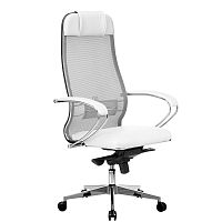 Кресло руководителя Метта Samurai Comfort-1.01, CH-2, сетка Х2 белая/кожа белая NewLeather, мультиблок