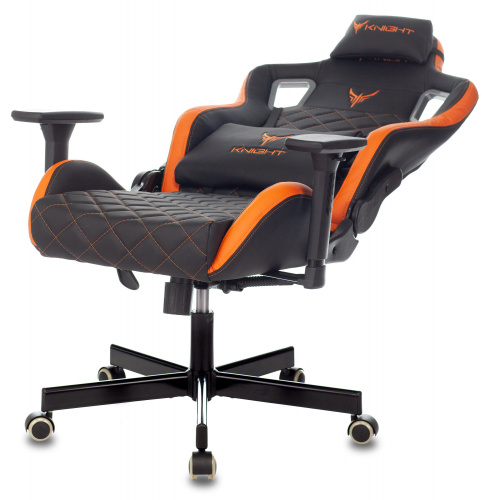 Кресло игровое Knight Outr er черный/оранжевый ромбик эко.кожа с подголов. крестовина металл фото 6