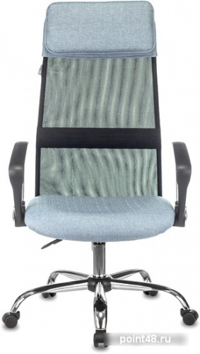 Кресло руководителя Бюрократ KB-6N черный TW-01 сиденье голубой 38-405 сетка/ткань с подголов. крестовина металл хром фото 2