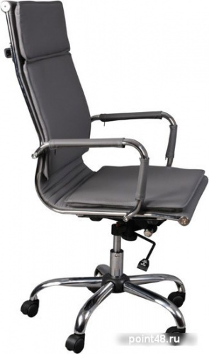 Кресло руководителя Бюрократ CH-993/grey серый искусственная кожа крестовина хром фото 3