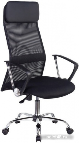 Кресло руководителя Бюрократ KB-6N черный TW-01 сиденье синий 38-415 сетка/ткань с подголов. крестовина металл хром