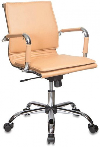Кресло руководителя Бюрократ CH-993-Low/Camel низкая спинка светло-коричневый искусственная кожа крестовина хромированная