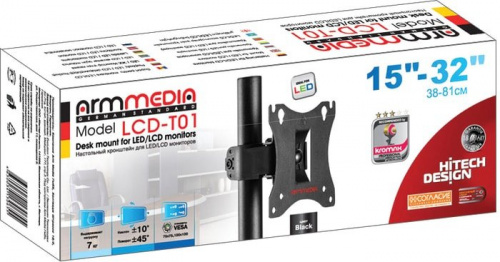 Купить Кронштейн для мониторов Arm Media LCD-T01 черный 15-32 макс.7кг настольный поворот и наклон в Липецке фото 3