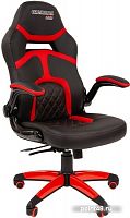 Кресло игровое Chairman Game 18, экокожа черная/ткань красная, механизм качания, откидной подлокотник