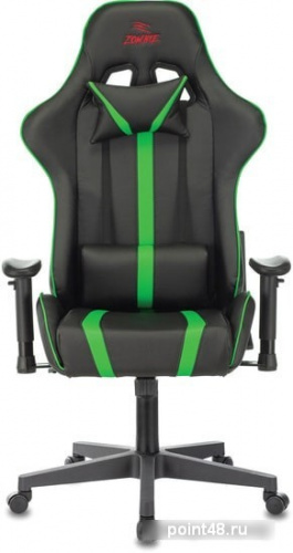 Кресло игровое Zombie A4 черный/зеленый искусственная кожа с подголов. крестовина пластик фото 2