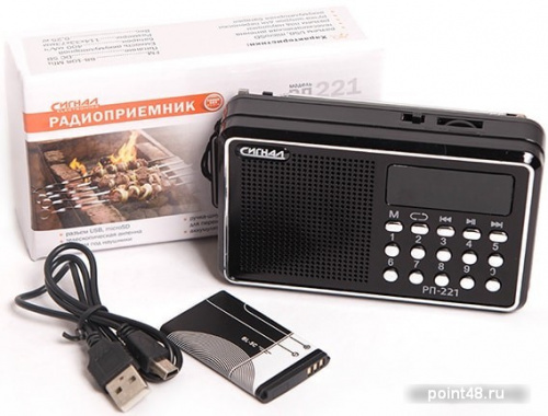 Купить Радиоприемник портативный Сигнал РП-221 черный USB microSD в Липецке фото 2