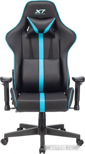 Кресло игровое A4Tech X7 GG-1200 черный/голубой искусственная кожа крестовина пластик фото 2