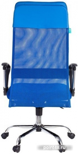 Кресло руководителя Бюрократ KB-6N/SL/BL/TW-10 синий TW-05 TW-10 сетка крестовина хром фото 3