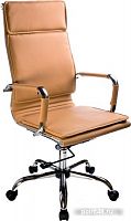Кресло руководителя БЮРОКРАТ Ch-993, на колесиках, кожзам, светло-коричневый