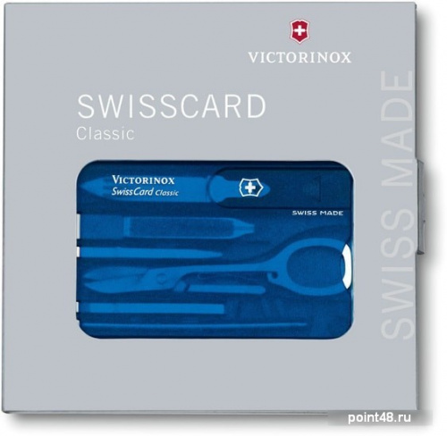 Купить Швейцарская карта Victorinox SwissCard Classic (0.7122.T2) синий полупрозрачный коробка подарочная в Липецке фото 2