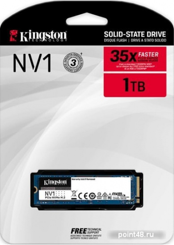 Накопитель SSD Kingston PCI-E x4 1Tb SNVS/1000G NV1 M.2 2280 фото 3
