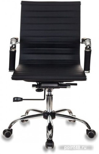 Кресло руководителя Бюрократ CH-883-LOW/BLACK низкая спинка черный искусственная кожа крестовина хром фото 2