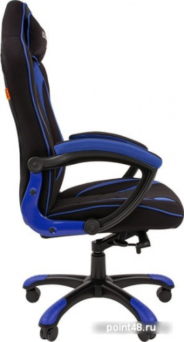 Кресло игровое Chairman Game 28, ткань черная/синяя, механизм качания фото 3