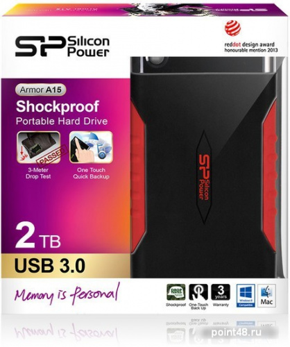 Купить Жесткий диск Silicon Power USB 3.0 2Tb SP020TBPHDA15S3L A15 Armor 2.5  черный/красный в Липецке фото 2