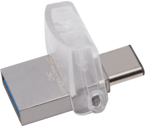 Купить Флеш Диск Kingston 64Gb DataTraveler microDuo DTDUO3C/64GB USB3.0 серебристый в Липецке фото 2