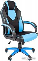 Кресло игровое Chairman  Game 17 , экокожа черная/голубая, ткань TW черная, механизм качания