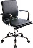 Кресло руководителя Бюрократ CH-993-Low/Black низкая спинка черный искусственная кожа крестовина хромированная