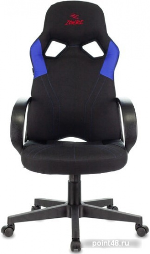 Кресло игровое Zombie RUNNER черный/синий текстиль/эко.кожа крестовина пластик фото 2