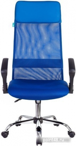 Кресло руководителя Бюрократ KB-6N/SL/BL/TW-10 синий TW-05 TW-10 сетка крестовина хром фото 2