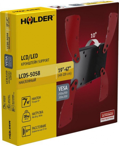 Купить Кронштейн для телевизора Holder LCDS-5058 черный глянец 19 -47  макс.30кг настенный наклон в Липецке фото 2