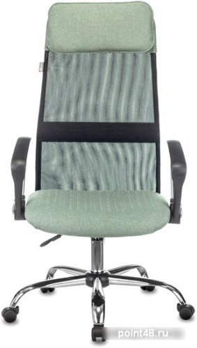 Кресло руководителя Бюрократ KB-6N черный TW-01 сиденье зеленый 38-407 сетка/ткань с подголов. крестовина металл хром фото 2
