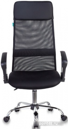 Кресло руководителя Бюрократ KB-6N черный TW-01 сиденье синий 38-415 сетка/ткань с подголов. крестовина металл хром фото 2