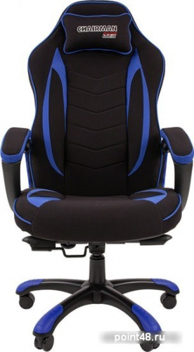 Кресло игровое Chairman Game 28, ткань черная/синяя, механизм качания фото 2
