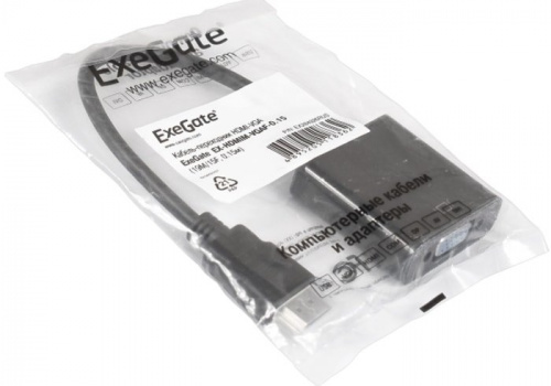Купить Кабель-переходник  Exegate EX284926RUS HDMI-VGA ExeGate EX-HDMIM-VGAF-0.15 (19M/15F, 0,15м) в Липецке фото 2