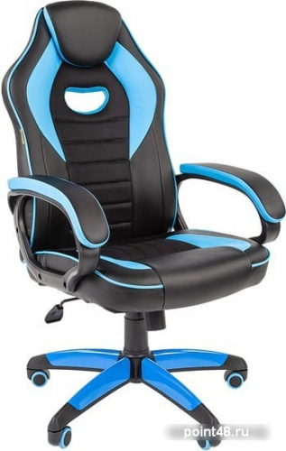 Кресло игровое Chairman Game 16, экокожа черная/голубая, ткань TW черная, механизм качания