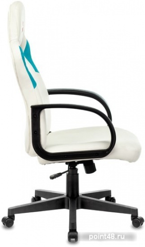 Кресло игровое Zombie RUNNER белый/голубой искусственная кожа крестовина пластик фото 3