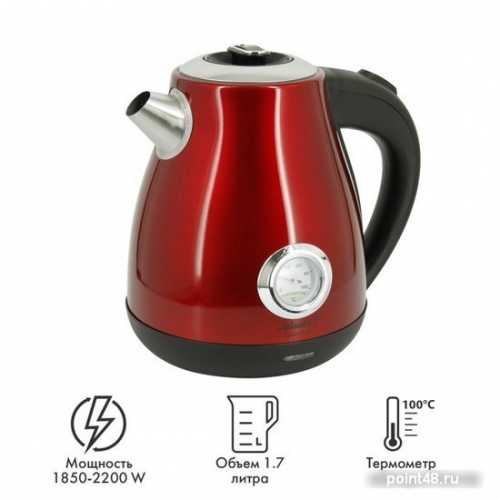 Купить Электрический чайник Atlanta ATH-2440 (красный) в Липецке фото 2