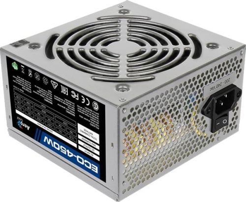 Блок питания Aerocool ATX 450W ECO-450 (24+4pin) 120mm fan 2xSATA RTL