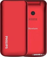 Мобильный телефон Philips E255 Xenium 32Mb красный раскладной 2Sim 2.4 240x320 0.3Mpix GSM900/1800 GSM1900 MP3 FM microSD max32Gb в Липецке