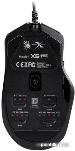Купить Мышь A4 Bloody X5 Pro черный оптическая (16000dpi) USB (9but) в Липецке фото 3