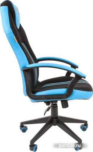 Кресло игровое Chairman Game 26 PL, экокожа черная/голубая, механизм качания фото 3