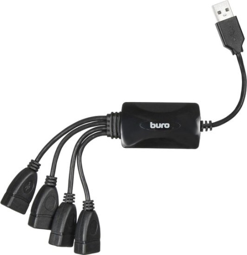 Разветвитель USB 2.0 Buro BU-HUB4-0.3-U2.0-Splitter 4порт. черный