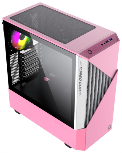 Корпус GameMax Contac COC MFG.T806 без БП (ATX, Розовый/белый,USB3.0,Зак.стекло,1*120мм+ MB turbo fan) фото 6