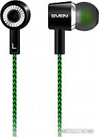 Купить Наушники вкладыши Sven E-107 1.2м черный/зеленый проводные в ушной раковине (SV-015404) в Липецке