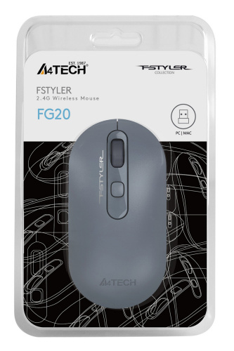 Купить Мышь A4 Fstyler FG20 пепельный/синий оптическая (2000dpi) беспроводная USB для ноутбука (4but) в Липецке фото 4