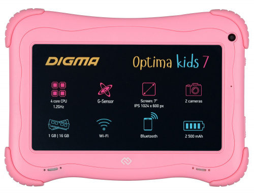 Планшет Digma Optima K s 7 RK3126С/RAM1Gb/ROM16/7/WiFi/BT/2Mpix/0.3Mpix/Andro  8.1/розовый в Липецке фото 2