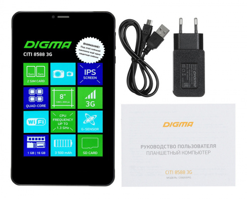 Планшет Digma CITI 8588 3G SC7731E (1.3) 4C/RAM1Gb/ROM16Gb 8 IPS 1280x800/3G/Andro  8.1/черный/2Mpix/0.3Mpix/BT/GPS/WiFi/Touch/microSD 128Gb/minUSB/3500mAh в Липецке фото 11