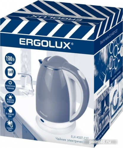 Купить Чайник ERGOLUX ELX-KS07-С37 оранжево-белый 1,8л в Липецке фото 2