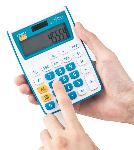 Купить Калькулятор настольный Deli E1122/BLUE синий 12-разр. в Липецке фото 4