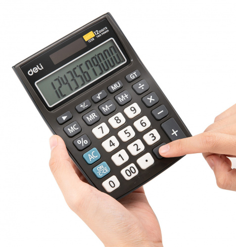 Купить Калькулятор настольный Deli E1238black черный 12-разр. в Липецке фото 4