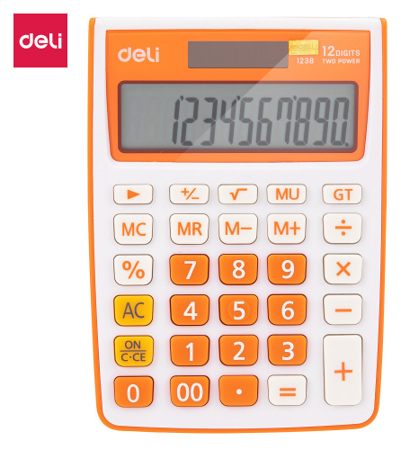 Купить Калькулятор настольный Deli E1238/OR оранжевый 12-разр. в Липецке